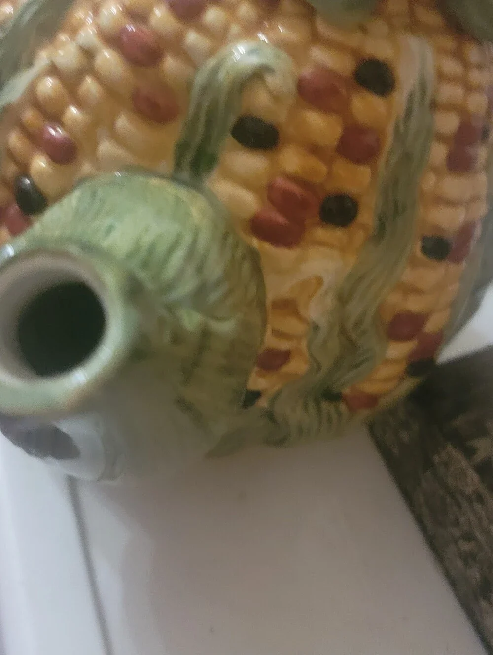 Vintage 1970s Ceramic Corn Set 7pc - 6 Corn on the Cob Dishes +  Corn Teapot